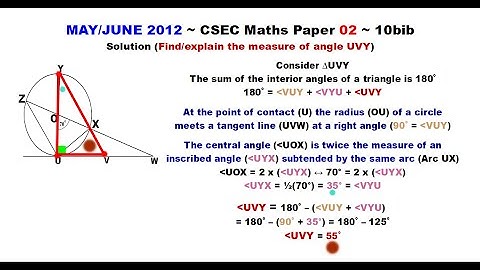 Paper2-CSEC-MATHS-354 ~ Circle Geometry & The Tangent-Radius Theorem ~ May/June 2012 Number 10bib