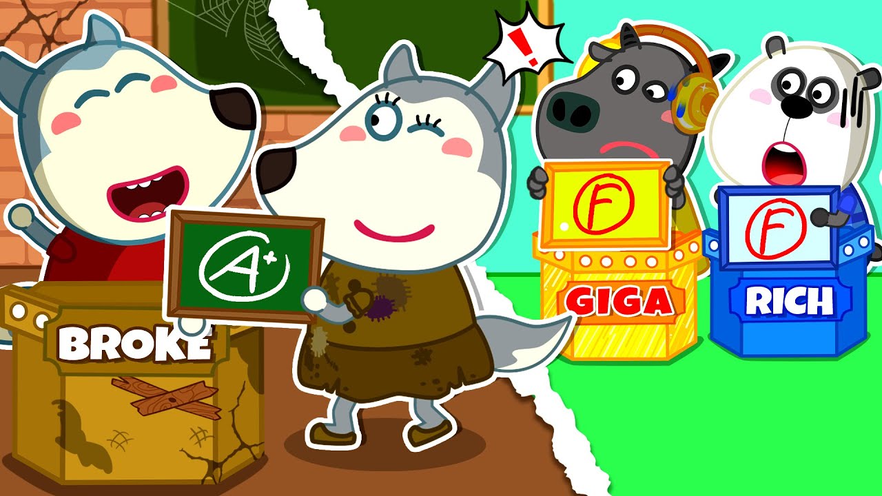 Broke Student vs Rich vs Rich vs Giga Rich! | Series About Mommy Wolf Family | Cartoon for Kids