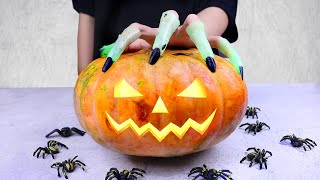 Stop Motion Cooking - How to make food Pumpkin Soup Halloween - Funny Videos ASMR oddly satisfying