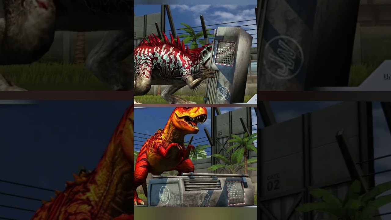 Indominus Rex VS T-Rex Feeding animation | Jurassic world the game