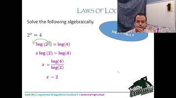 Math 30-1 - Lesson 5.4 - laws of logarithms and exponential equations
