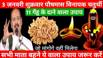 3 जनवरी शुक्रवार विनायक चतुर्थी तिथि को 11 गेंहू के दाने वाला उपाय जरूर करें || Pradeep Ji Mishra
