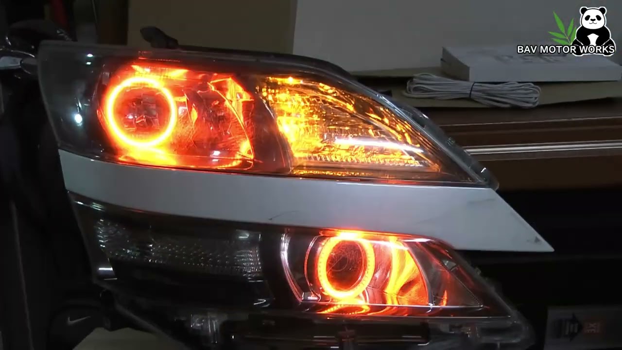 ヴェルファイア20系、ウインカー連動LEDイカリング - YouTube