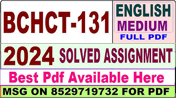 bchct 131 solved assignment 2024 || bchct 131 solved assignment 2023-24 in English ||  bchct131 2024