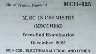 MCH-025 MSC CHEMISTRY question paper #exam #chemistryexam #assignment #chemistrypage 