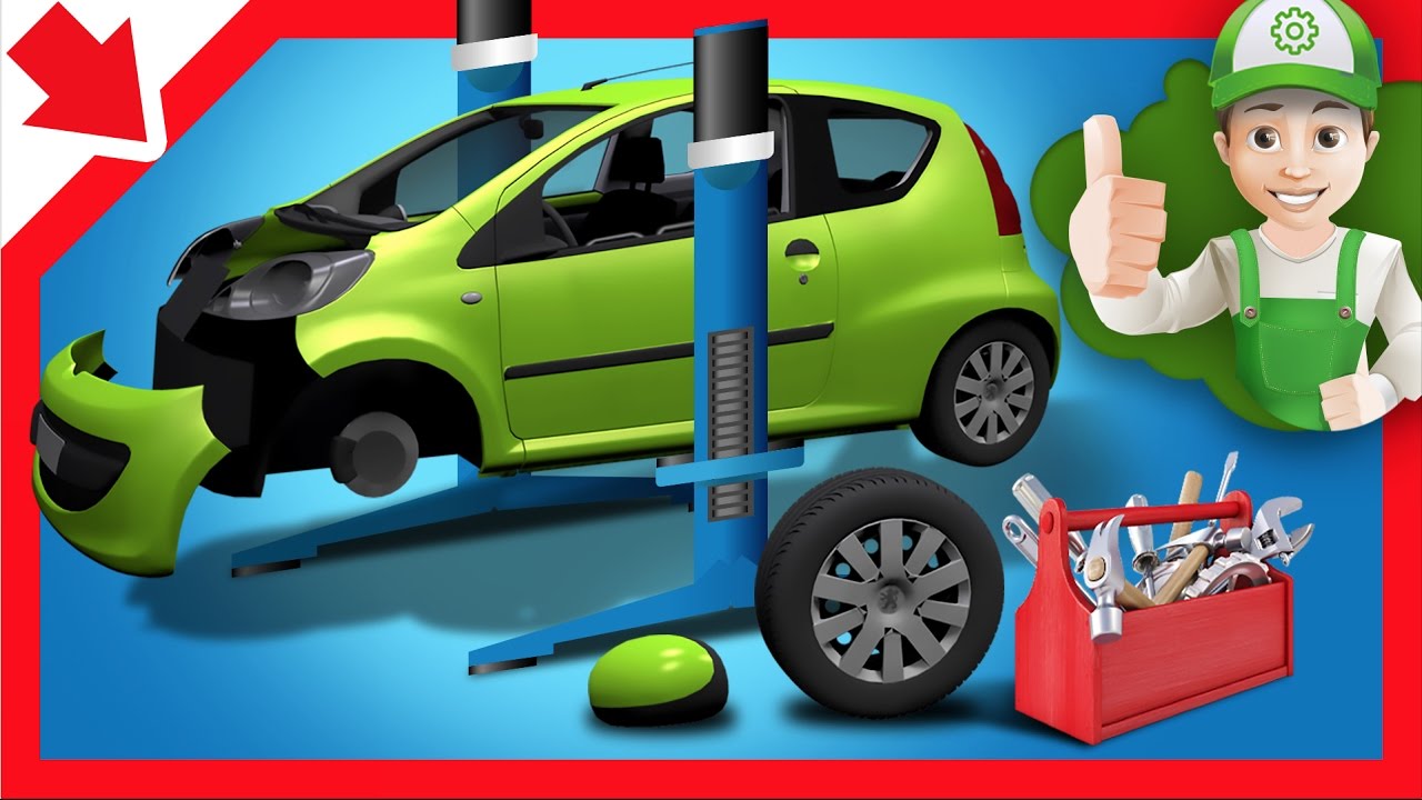 Truck cartoon for children. Handy Andy cartoon. Car paint repair. Auto car servicing Car servicing