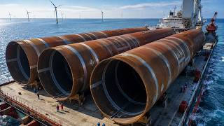 How 1,000-Ton Monopile Foundations for Offshore Wind Turbines Are Installed. Wind Energy Documentary