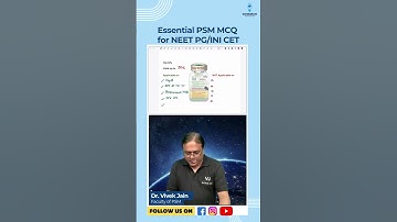 Essential PSM MCQ for NEET PG/INI CET | Dr. Vivek Jain