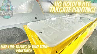 HQ Holden Ute Tailgate Painting - fine line taping and two tone