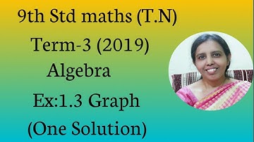 9th std maths Term-3 (2019) Algebra Graph Ex:1.3 One Solution (T.N) Syllabus
