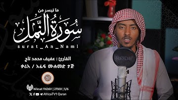 القارئ : عفيف محمد تاج / ما تيسر من  سورة النمل ቃሪእ / አፊፍ ሙሐመድ ታጅ | ሱረቱ አን-ናምል