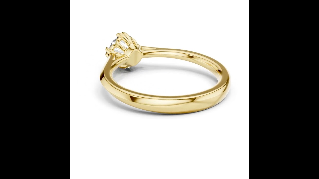 Round Diamond Solitaire Ring with Scalloped Tulip Basket