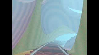 First person's view of chugging train rail through Little Prince's Tiny Planet