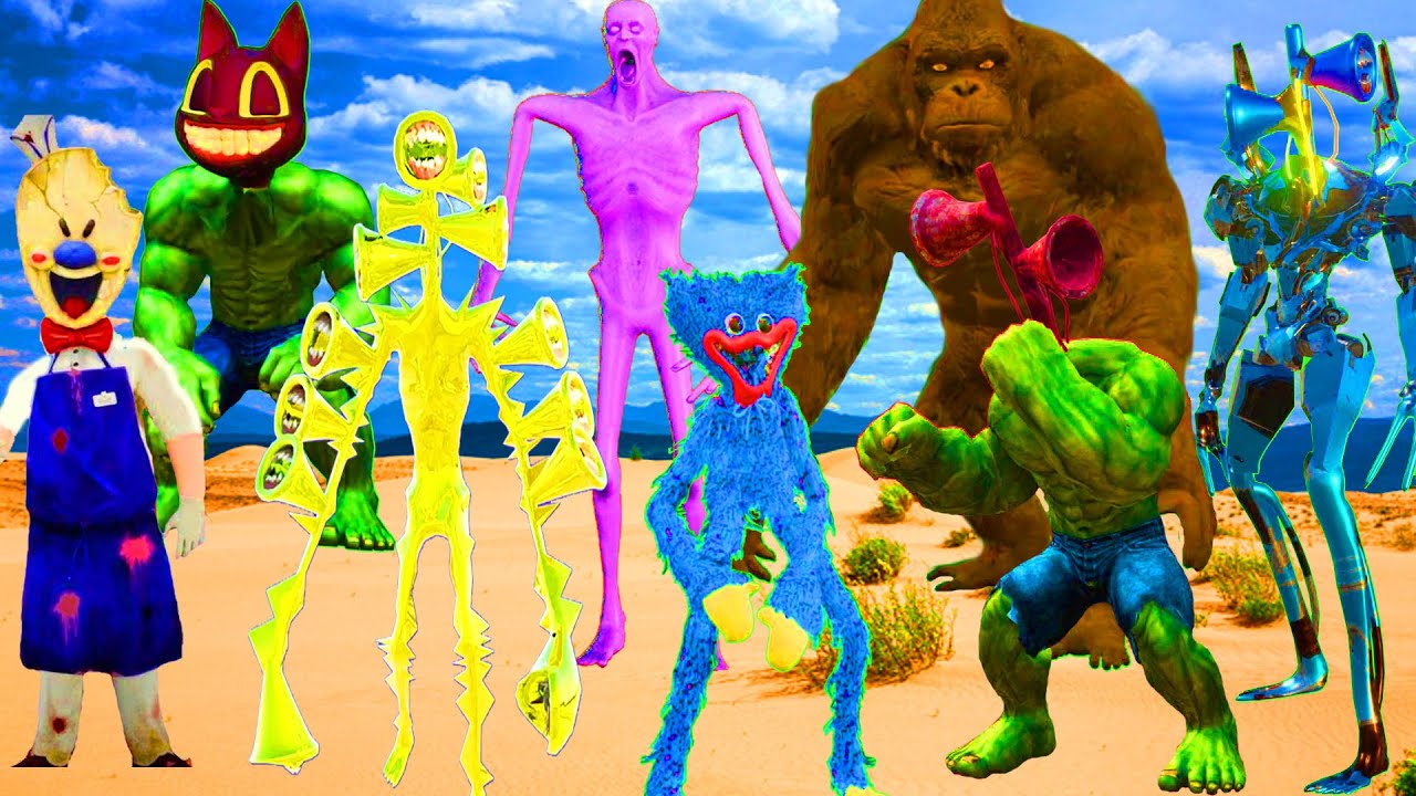 Team Siren head VS Huggy Wuggy SCP 096 Hulk head VS Siren head LVL KONG ...