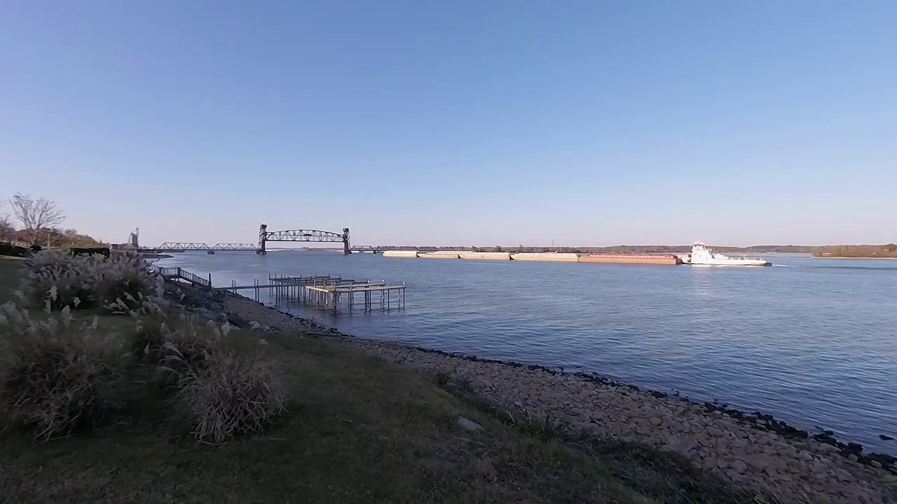 Tennessee River Barges and Norfolk Southern Lift Bridge Decatur