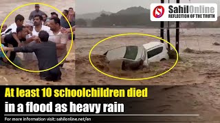 At least 10 schoolchildren died in a flood as heavy rain caused flooding across the Gulf countries