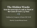 The Hidden Words: Transcript of a talk by Hand of the Cause of God A. Q. Faizí