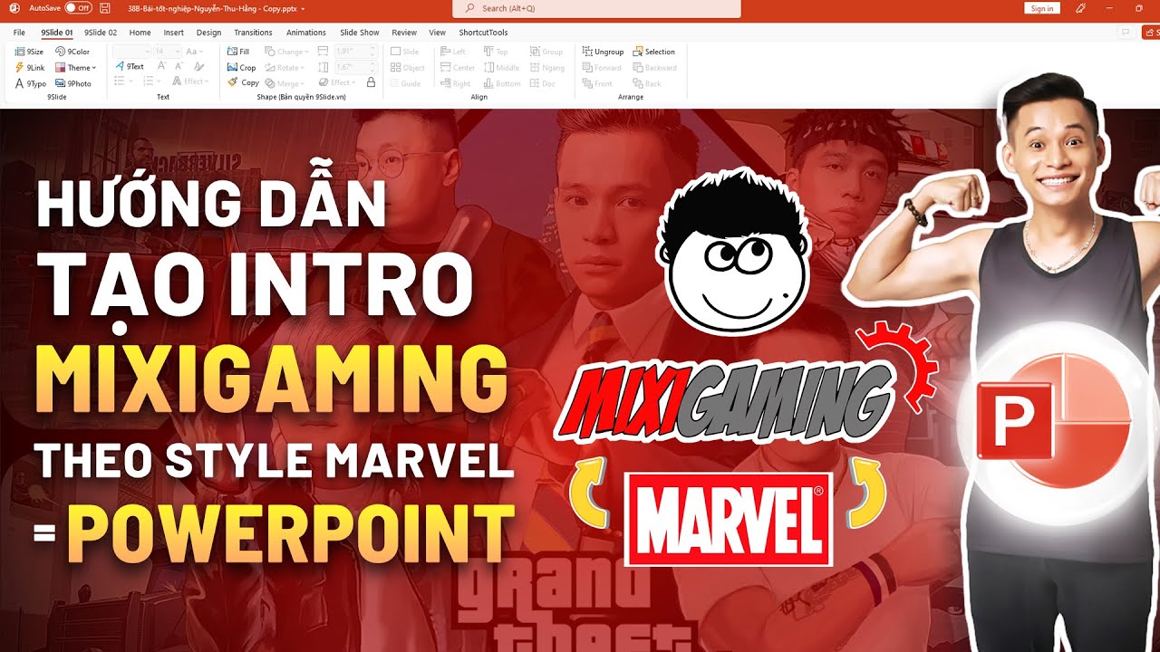 Hướng dẫn tạo Intro MixiGaming của anh Độ theo phong cách Marvel bằng Animation Powerpoint | 9Slide