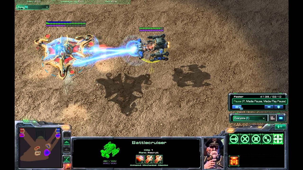 Starcraft II - Toe to Toe Protoss Mothership vs Terran Battlecrusier