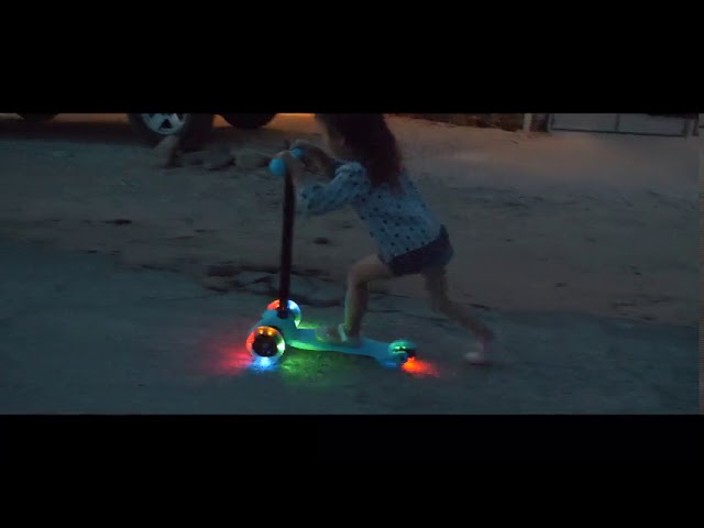 RIMABLE Kids 3 Wheel Adjustable Height Mini Kick Scooter with LED Light Up Wheels