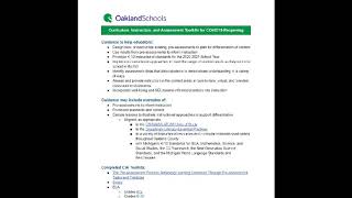 Oakland Schools Curriculum, Instruction, and Assessment Toolkits for COVID-19 Reopening