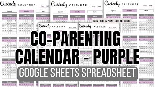 Co-Parenting Calendar Google Sheets Spreadsheet - Purple