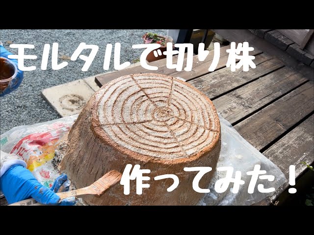 庭作り奮闘記49】モルタルで切り株作ってみた/クリスマスツリー植える