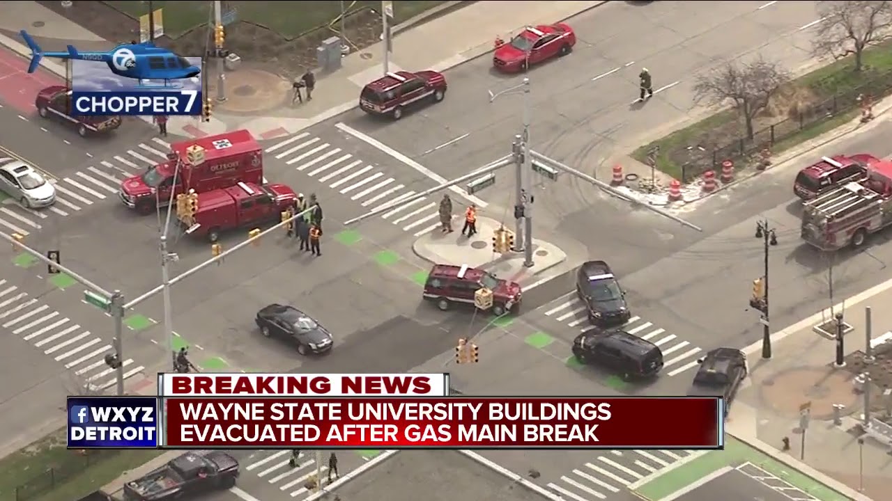 Gas main break reported at Wayne State University in Detroit