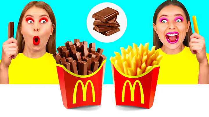 Real Food vs Chocolate Food Challenge | Kitchen War by BaRaFun Challenge