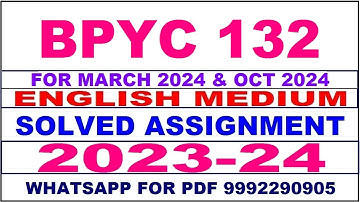 bpyc 132 solved assignment 2023-24 | bpyc 132 solved assignment in english 2024 | bpyc 132 2024