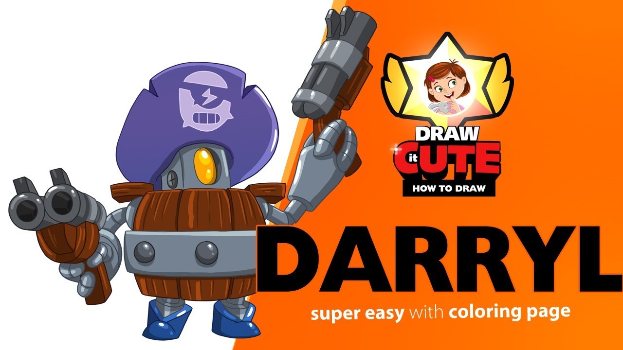 How To Draw Darryl Brawl Stars Super Easy Drawing Tutorial With Coloring Page Youtube - brawl stars darryl dibujo