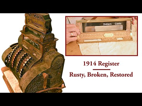 Restoration of Rusty 1914 National Cash Register - With Original Lit Top Sign, St. Paul Saloonkeeper