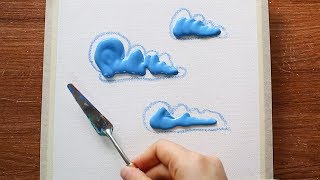 Clear Clouds Landscape Acrylic Painting on Mini Canvas Step by Step #292|Satisfying Demo