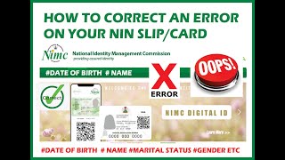 #CorrectNINError #FixErroronNIN How To Correct An Error on (your) NIN Slip or Card