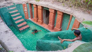 Building The Most Creative Temple Underground House With Underground Swimming Pool