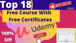 Udemy Top 18 Udemy Free Course With Free Certificate | Udemy 100% Off | Udemy Free Coupon