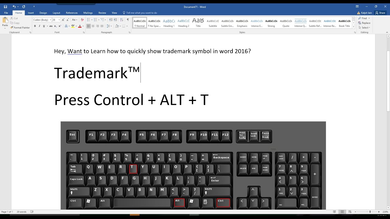 How to quickly type trademark symbol in word 25 @office25 #microsoftword