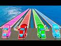 IMPOSSIBLE Neon Turbo Charged Ramps Race In GTA 5...