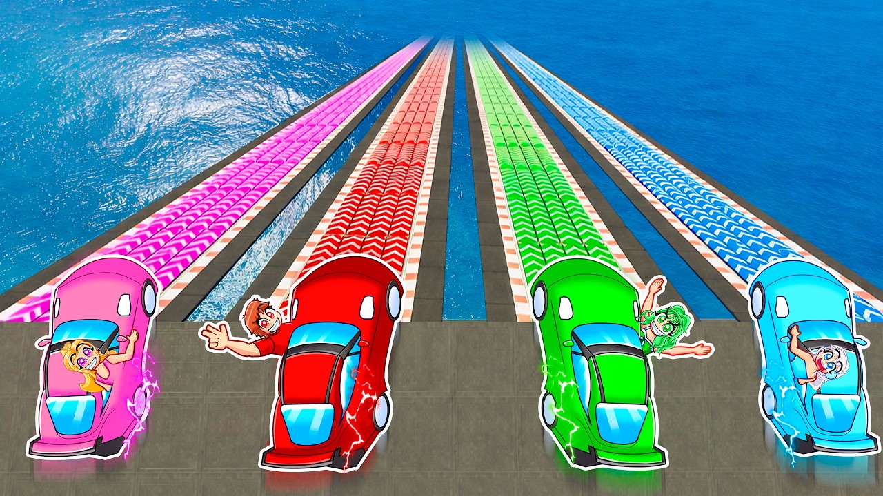 IMPOSSIBLE Neon Turbo Charged Ramps Race In GTA 5...