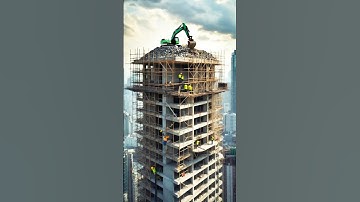 Excavator Falls on Underconstruction Skyscraper – Collapse Caught in Seconds! #fail #construction