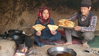 A Young Mother Caveliving Cooking traditional style | Afghanistan Village Life