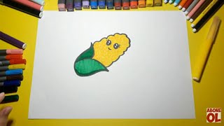 How To Drawing A Corn | Easy And Kawaii