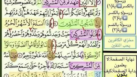 الايات من 4 : 6 من سورة التوبة صفحة 187 مكررة بصوت الشيخ محمود الحصري