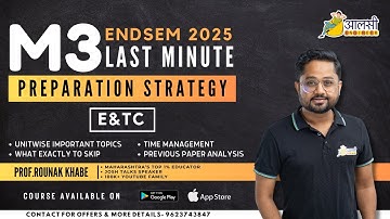 M3 Endsem 2025 Last Minute Preparation Strategy | E&TC | Unitwise Imp Topics | Aalsi Engineer ‼