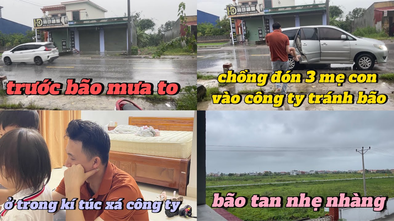 #215 Chồng ĐÓN 3 mẹ con VÀO CÔNG TY TRÁNH BÃO, MAY MẮN bão đi qua nhẹ nhàng #cuocsongtrungquoc