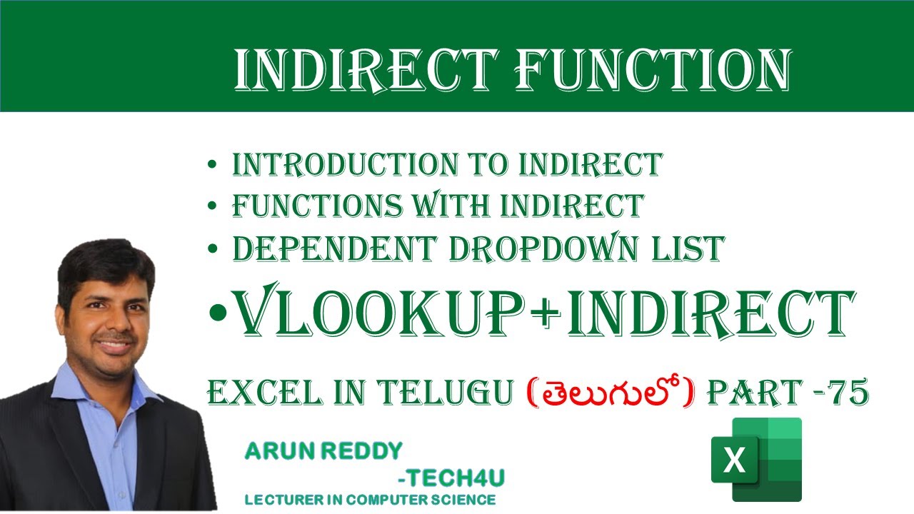 EXCEL IN TELUGU PART - 75 || INDIRECT FUNCTION || DEPENDENT DROP LIST ...