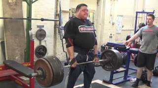 Andy Bolton Deadlifting 330kg 3 reps for speed