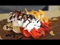 Nutella Strawberry Banana Whipping Cream Crepe - Korean Street Food