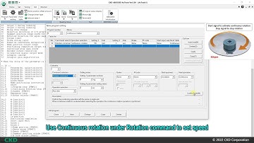 Table program for continuous rotation movement demonstration with ABSODEX direct drive actuator