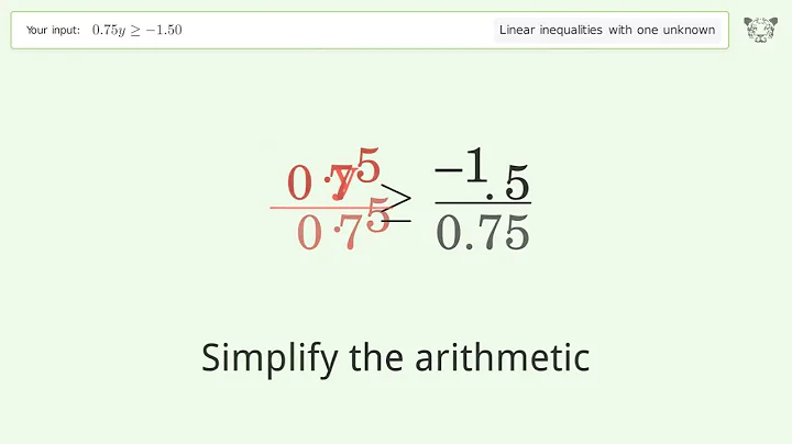 Solving Linear Inequalities: 0.75y is Greater Than or Equal to -1.50